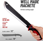 Machete with Saw - 19” Heavy Duty Tool & Sheath - Ergonomic No-Slip Handle - Survival Knife with Serrated Blade - Machetes for Bushcraft Hunting Garden Cutting Trees and Yard Work