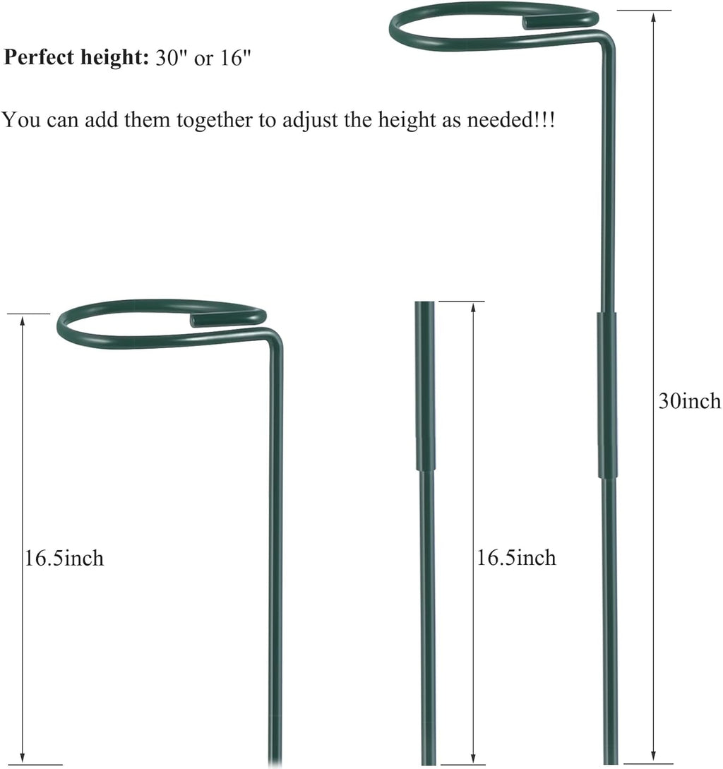 Plant Stake Support - 6 Pack Adjustable Height 16" or 30", Garden Support Stake Plant Cage Support Rings, Single Stem Plant Support Stakes, for Flowers Amaryllis Tomatoes Peony Lily Rose (30inch)