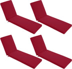 Chaise Lounge Cushions Outdoor Set of 4 - Waterproof and Fade Resistant Sun Lounger Replacement Cushions - Patio Lounger Pads with Removable Cover for Pool, Deck, Lawn, 80 x 26 x 3 Inch, Red