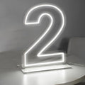Number 2 Neon Sign for Bedroom, 16.54" Cool White USB Battery Powered Birthday Neon Sign for Party Wedding Anniversary Decor Light Sign (Number 2)