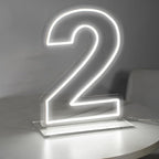 Number 2 Neon Sign for Bedroom, 16.54" Cool White USB Battery Powered Birthday Neon Sign for Party Wedding Anniversary Decor Light Sign (Number 2)