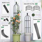 GardenPal Rustproof Metal Pipe Garden Obelisk Trellis, Tomato Cage and Plant Support for Climbing Plants, Potted Tall Plant Stakes for Vine Vegetable Flower Support Outdoor Indoor - 1 Pack