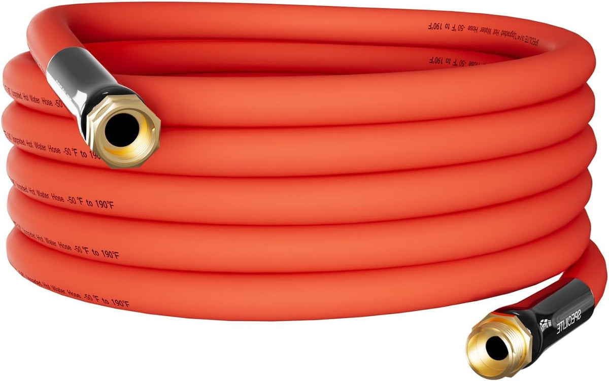 SPECILITE 3/4" Hot/Cold Garden Water Hose 25 ft, -50℉-190℉,Flexible & Lightweight With 3/4" Brass Fittings for Yard, Outdoor, Farm, Red