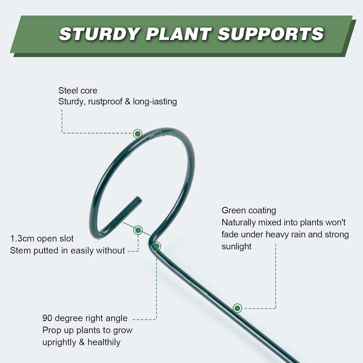 Joyhalo 12 Pack Plant Support Stakes 24 Inch, Plant Stakes, Flower Stakes with 24 Twist Ties, Garden Sticks for Plants Iris, Dahlia, Gladiolus, Amaryllis, Rose, Sunflower, Tomato, Sapling Etc