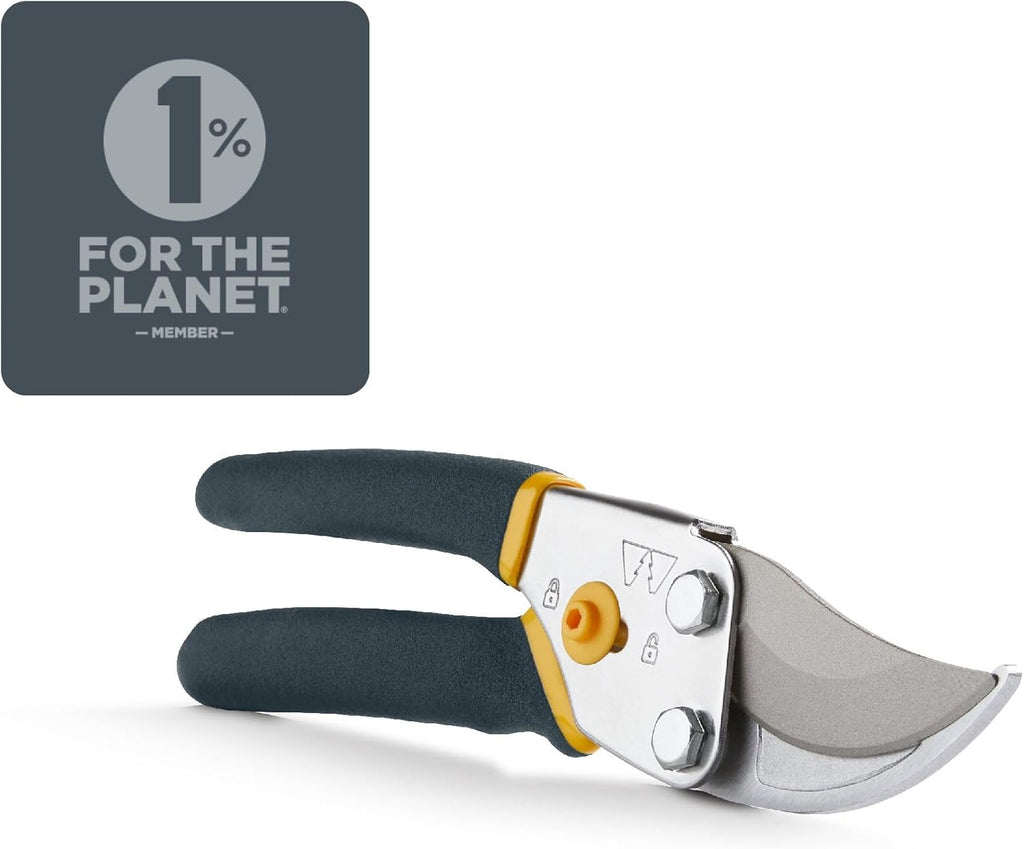 Woodland Tools Co. Bypass Pruning Shears for Gardening – 5/8" Cut Capacity, High Carbon Steel Blade with Non-Stick Coating, Soft Grip, Steel Handle, Hand Pruner for Plants, Flowers, and Shrubs