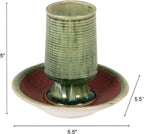 Creative Co-Op Stoneware Match Holder with Striker Plate, Reactive Glaze, Green (Each One Will Vary)