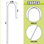 Pelopy 200 Pcs 5/8" Irrigation Drip Tubing Stakes 5 in J-Shaped Landscape Staples Garden Drip Line Stakes Soaker Hose Pins for Lawn Plant Yard Fence Ground Drips Systems, Sliver