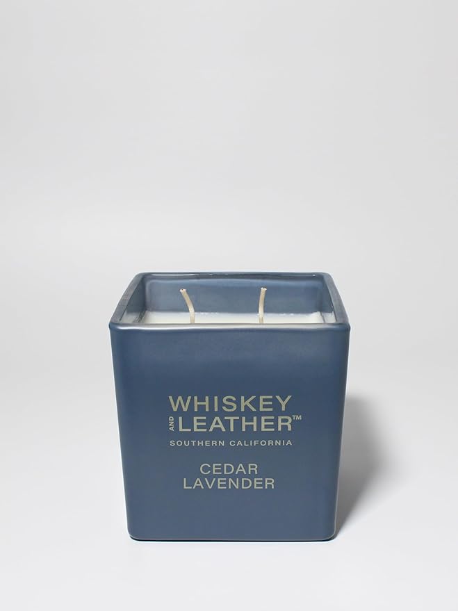 Whiskey & Leather Scented Candle - Cedar Lavender – Additional Scents and Sizes – 100% Cotton Lead-Free Wick - Luxury Air Freshening Jar Candles - Perfect Home Decor – 16oz