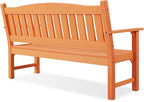Psilvam 3-Person Outdoor Memorial Bench, All-Weather Poly Lumber Garden Bench, Rot-Resistant Outdoor Patio Bench for Park,Porch,and Church(Orange)
