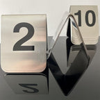 10 Pcs Metal Place Cards Stackable Tent Style Table Numbers，Place Card Holders for Celebration Wedding Party Restaurants Cafes Bars Gatherings meeting Room Board Game Serial (Medium 1-10, Black)