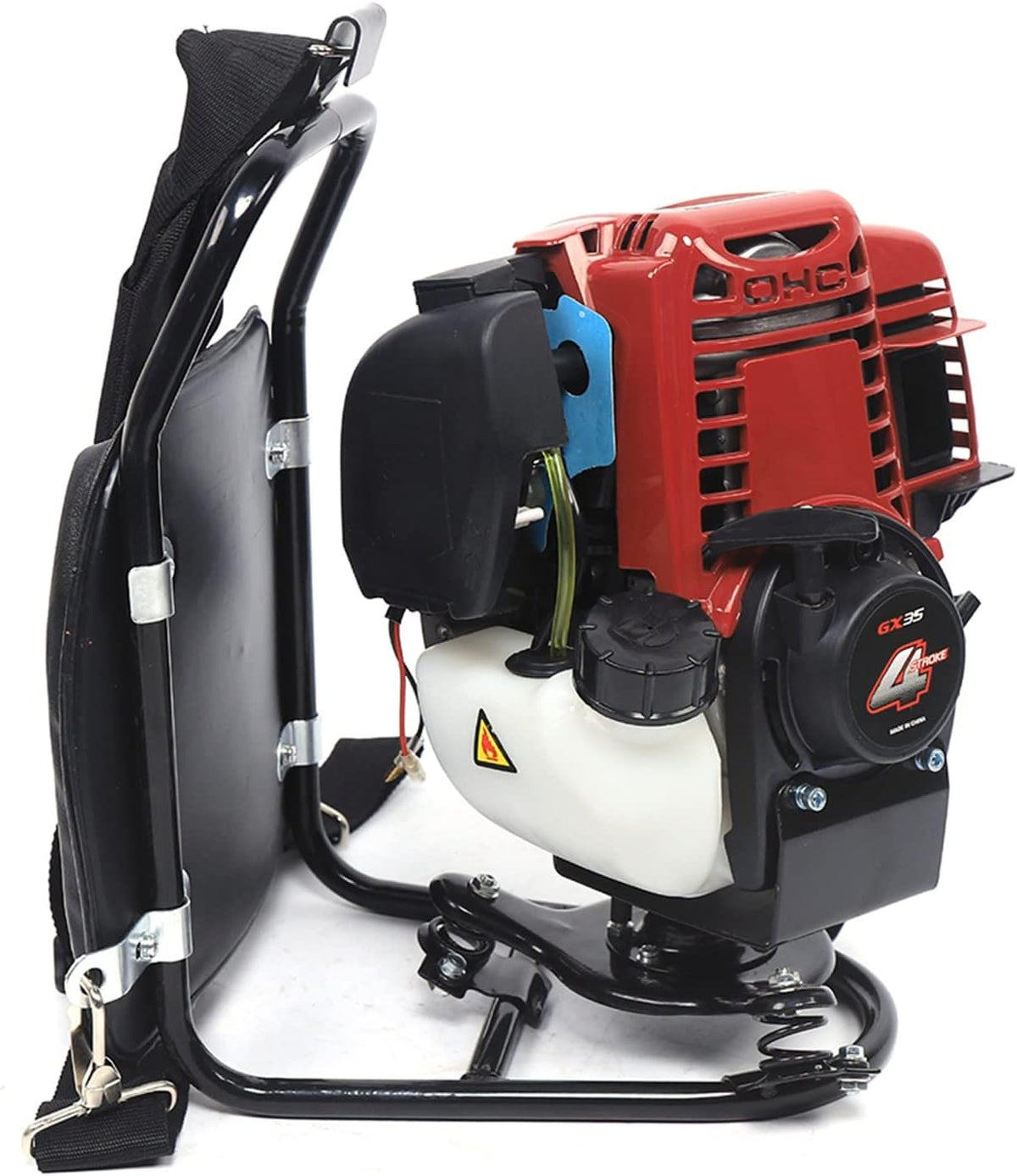 Lawn Mower, 3-in-1 4 Stroke Gasoline Backpack Tiller Grass Weeding Trimmer, 1.4HP Air-Cooled Engine Brush Cutter Hedge Cultivator,Portable Multi-Purpose Graden Lawn Mower for Farmland Clearing
