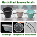 RooTrimmer 5 Pack 14 Inch Clear Plant Saucers for Pots,Heavy Duty Thick Plastic Plant Trays,Sturdy Water Catch Drip Trays for Indoor & Outdoor Plants