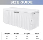 Nasitos White Table Skirt for 8 Foot Rectangle Tables, 2 Pack - 96 x 30 Inch - Stretch Spandex Fitted Table Clothes, Fabric Table Covers Cocktail Tablecloths for Party, Banquet, Birthday