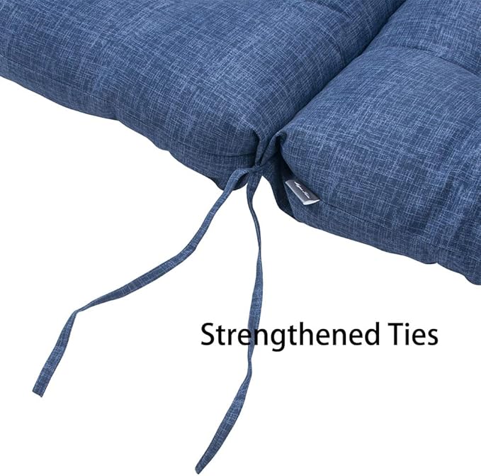 MAGPIE FABRICS Indoor/Outdoor Tufted High Back Chair Cushion Set of 2, Waterproof Deep Seating Rocking Chair Outdoor Chaise Lounge Sun Lounger Chair Cushions(Blue Navy)