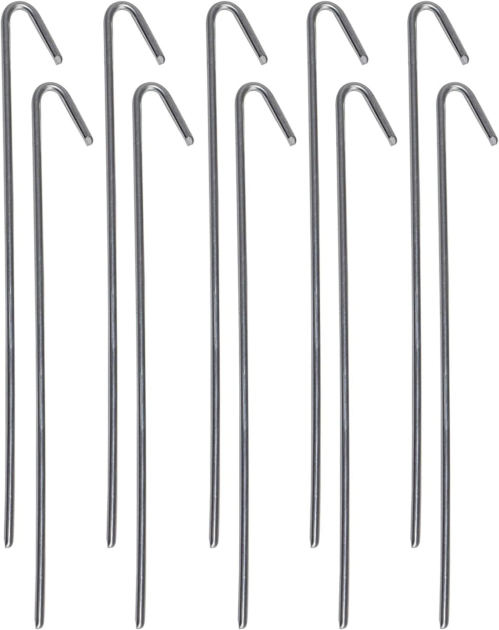 Pinnacle Mercantile 10 Pack Tent Stakes Metal Garden Edging Fence Hooks Pegs Christmas Decoration Stakes Made USA 9 inches Long
