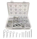 Boatsea 420Pcs Cotter Pin Assortment Kit R Clips Spring Retaining Hair Pins Assortment Kit, Including 6 Sizes 200PCS Cotter Pins and 6 Sizes 220PCS Hairpin Pins, Zinc-Plated