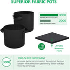 24-Pack 10 Gallon Thickened Non-Woven Grow Bags, Aeration Fabric Pots with Handles