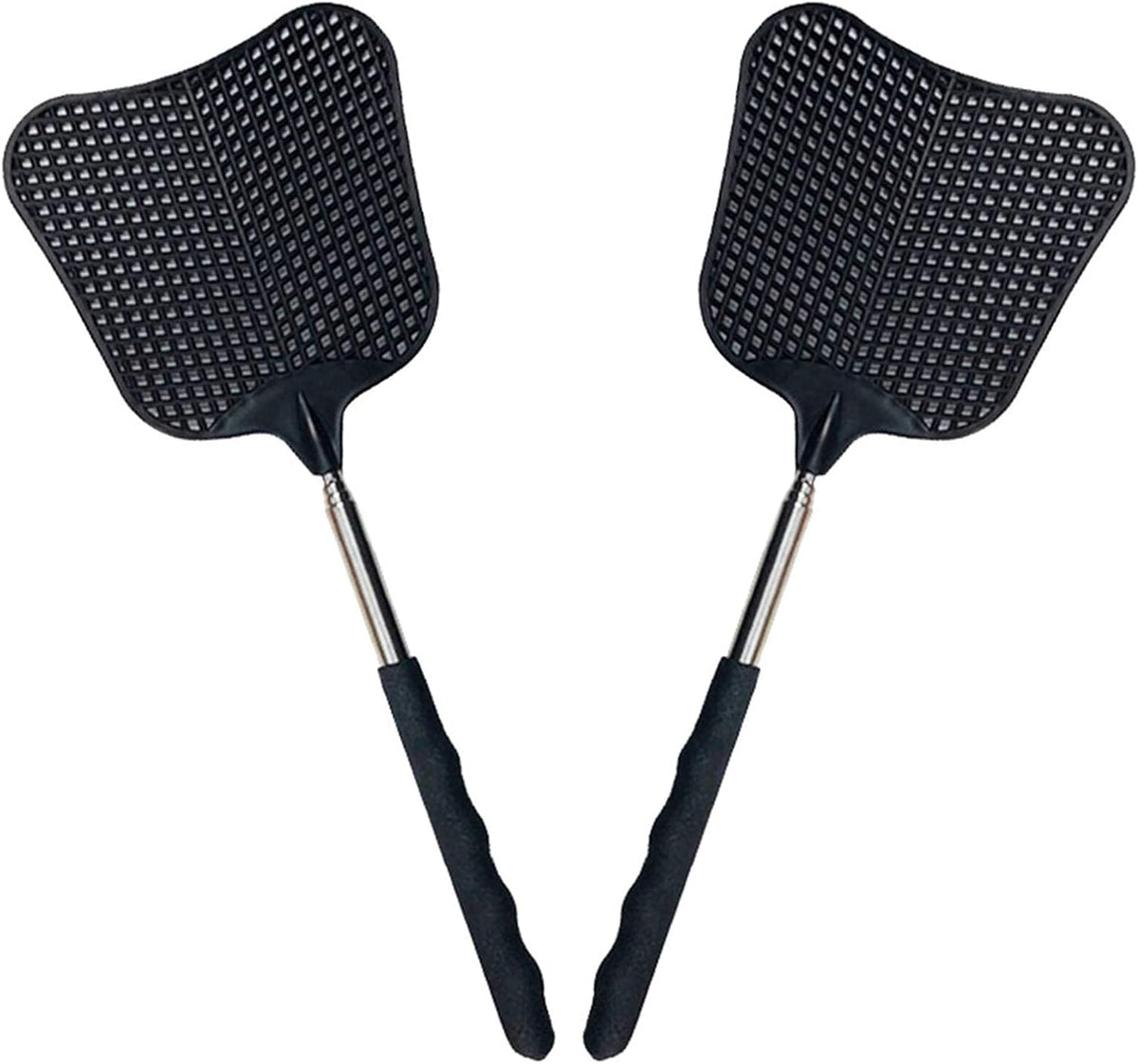 Foxany Telescopic Fly Swatters, Durable Plastic Fly Swatter Heavy Duty Set, Flyswatter with Stainless Steel Handle for Indoor/Outdoor/Classroom (2 Pack)