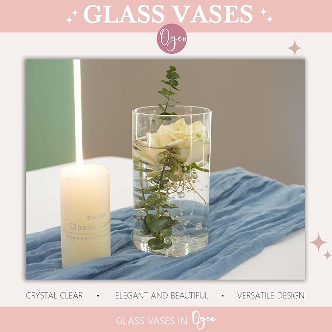 12pcs Glass Vase Cylinder Vases for Centerpieces Small Flower Glass Clear Vases Home Decor Centerpiece Table Flower Vase Decorations for Home＆Wedding Decoration 6 Inch Tall