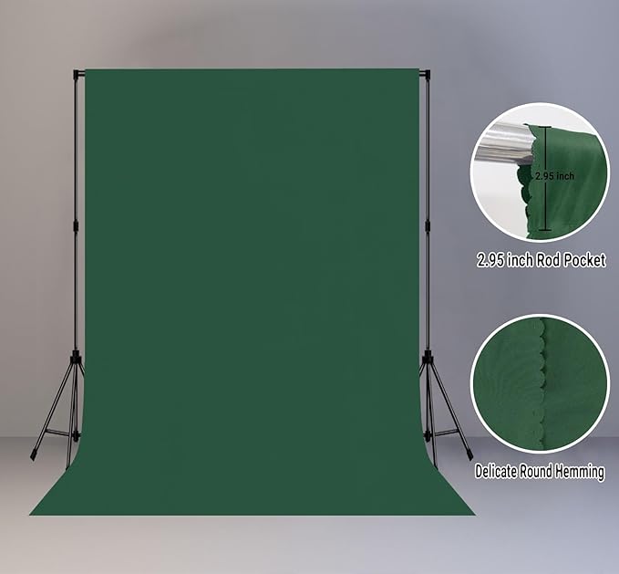 Dark Green Screen Backdrop 5x7FT Photography Green Background for Streaming Zoom, Photo Studio, Collapsible High Density Screen for Video Photography
