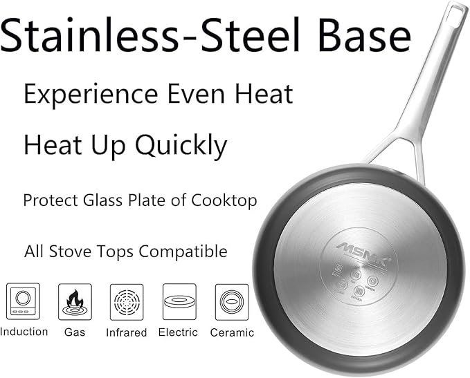 MsMk 12 1/2 inch Non Stick Frying Pan with Lid,Titanium and Ceramic Nonstick Large Skillet，Stay-Cool Handle,Scratch-resistant,Non-Toxic,Induction，Dishwasher Safe, Oven Safe to 700°F