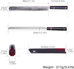 FINDKING Eternity Series Brisket Slicing Knife with ABS Sheath, Sharp Carving Knife for Meat, BBQ Must-Have, 9Cr18MoV Damascus Steel Blade, Resin Octagonal Handle, 12 Inches
