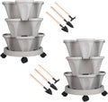 Vertical Planter 3 Tier Stackable Planters Garden Planters Strawberry Herb Flower and Vegetable Planter Indoor Outdoor Gardening Pots with Removable Wheels and Tools 2-Pack