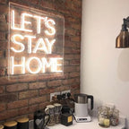 Let's Stay Home Neon Sign, Custom Home LED Neon Light Bedroom Living Room Kitchen Wall Decor Art Wedding Decoration Personalized Gift Size:20x 18inches