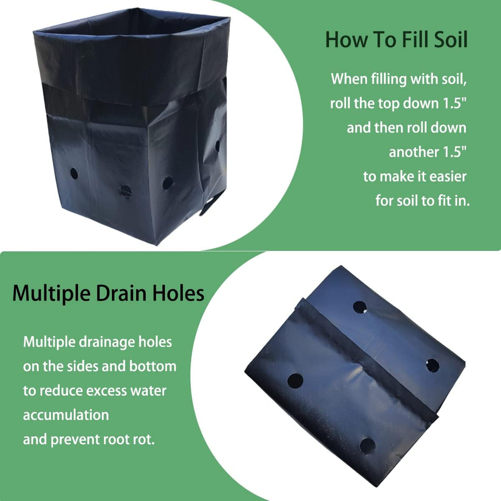 Belit Nursery Growing Bags, 100 Pcs Black Plastic Seedling Pots for Gardening Seed Plant Bags, Fruit Tree Seedling, Starting saplings(7"x8.7")