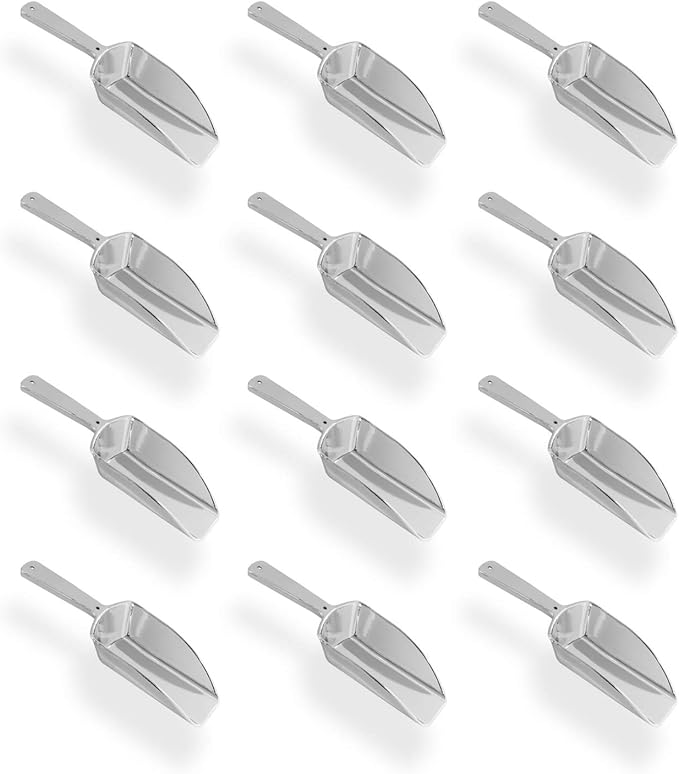 Super Z Outlet 5.5" Mini Acrylic Plastic Kitchen Scoops for Weddings, Candy Dessert Buffet, Ice Cream, Protein Powders, Coffee, Tea (Silver)