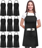 Utopia Kitchen Bib Aprons 10 Pack Adjustable With 2 Pockets Black