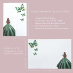 PONATIA 50 PCS Vellum Jackets for 5x7 Invitations - Vellum Paper 5x7 Jackets - 135GSM Emeral Green Girl - Butterfly Quinceanera Invitations Wraps (Emerald Green Girl)