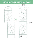 Sungmor Large Metal Garden Trellises for Climbing Plants - 82.5 Inch Tall & 2PC Green Pack - Beautiful Retro Style Metal Fence Trellis - Gardening Vines Plant Support for Flower Rose Climbing