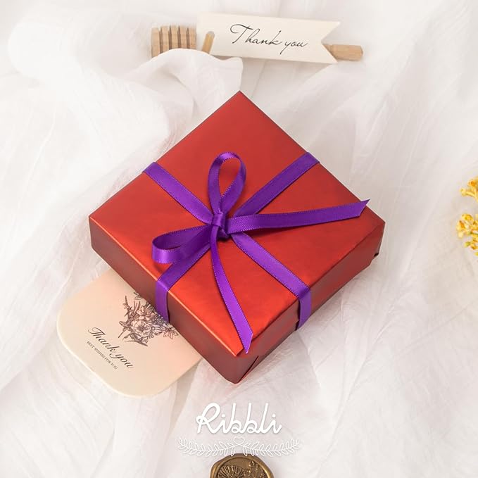 Ribbli Purple Satin Ribbon Double Faced Satin 1/4 Inch x Continuous 100 Yards-Purple Ribbon for Gift Wrapping Crafts Wedding Decoration Bows Bouquet Floral Arrangement