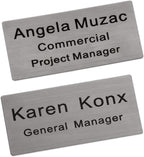 Custom Engraved Name Tag Badge for Business Personalized Identification with Pin or Magnetic Backing Metal ID Badge (Silver/Black, 1.5" x 3")