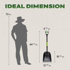 IDZO Aluminum Steel Scoop Shovel Heavy Duty, Ideal Height 44 1/2 Inches Metal Shovel with Strong Aluminum Steel Wide Blade, Durable Grain Shovel, Fiberglass D Handle with Ergonomic EPE Foam Grip