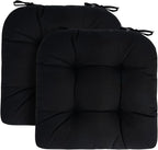FUNHOME Outdoor Chair Cushions 19 x19 Inch,Water Resistant Tufted Seat Cushions 19",Reversible,Weather Resistant,Rounded Back Wicker Chair Cushion for Patio Garden Furniture(Black)