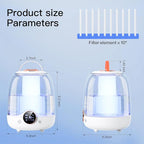Humidifiers for Bedroom, 3L Tank for 30H 20dB Quiet Mist Time, Dual Nozzles, LED Lights, Smart Timer (2/4/8 Hours), Auto Shut-Off, Perfect for Baby and Large Rooms, (White)