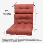 Magpie Fabrics Indoor/Outdoor Tufted High Back Chair Cushion Set of 2, Waterproof Deep Seating Rocking Chair Outdoor Chaise Lounge Sun Lounger Chair Cushions(Coral)