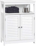 Tangkula Bathroom Floor Cabinet, Wooden Freestanding Storage Cabinet with Double Shutter Door & Adjustable Shelf, Storage Cabinet for Bathroom Living Room (White)