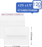 120 Qty Printable A2 Invitation Envelopes 4.375 x 5.75 Cards, Self Seal 120GSM white Paper Envelopes for Invitations, Papers, Photos, Documents, Wedding, Baby Shower, Easy to Seal and Peel