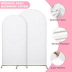 Wedding Arch Covers Arch Backdrop Cover Arch Stand Covers 7.2FT 6.6FT 6FT Set of 3 Arch Cover Spandex Fabric Stretchy Backdrop for Wedding Birthday Party Decoration Baby Shower (White, Cover Only)