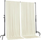 AK TRADING CO. 10 feet x 10 feet IFR Polyester Backdrop Drapes Curtains Panels with 4" Rod Pockets (Rod Not Included) - Wedding Ceremony Party Home Window Decorations - Ivory