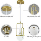 5 Inch Modern Gold Pendant Light Globe Pendant Light Fixture Mid Century Pendant Lighting for Kitchen Island Dining Room Living Room Bedroom(1 Pack)