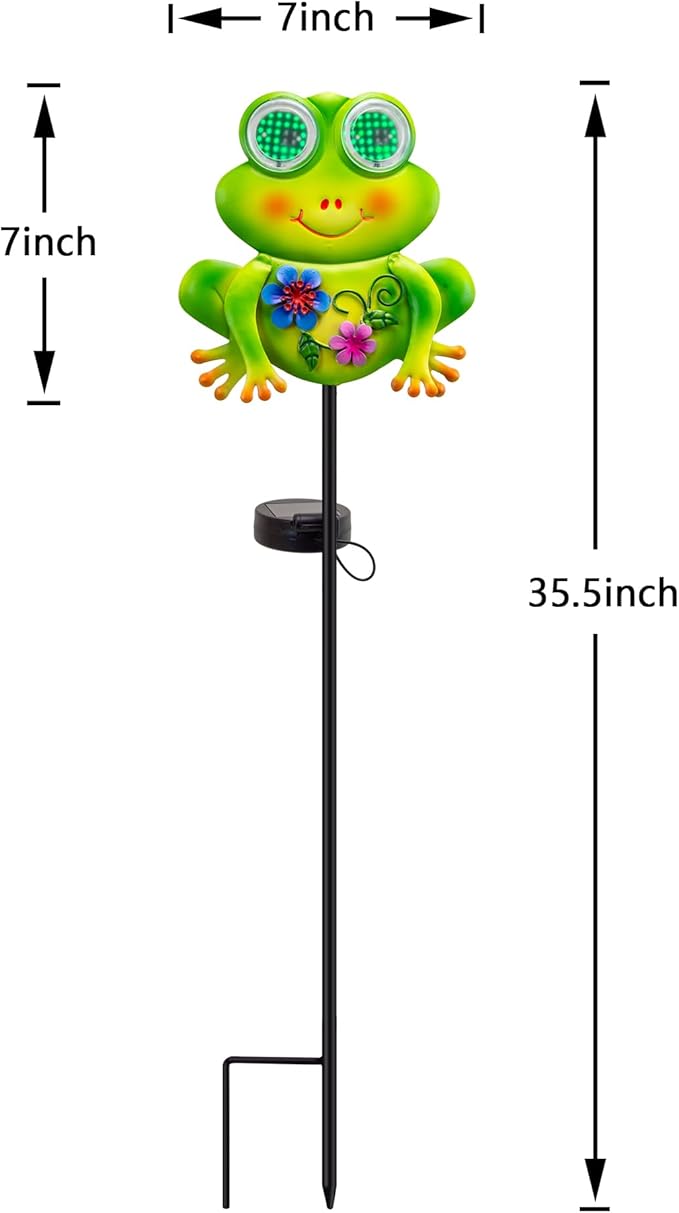 Solar Lights Outdoor Frog Garden Statues with Realistic Eye Movement for Outside Patio Front Porch Yard Balcony Lawn Decorations