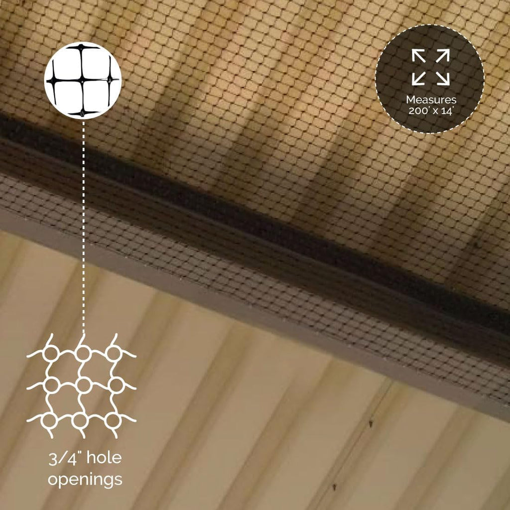 Bird-X Standard Bird Netting, Ideal for Gardens and Lightweight Applications, UV-Stabilized Mesh Netting with 3/4" Hole Opening, Easy to Install, 200' x 14'