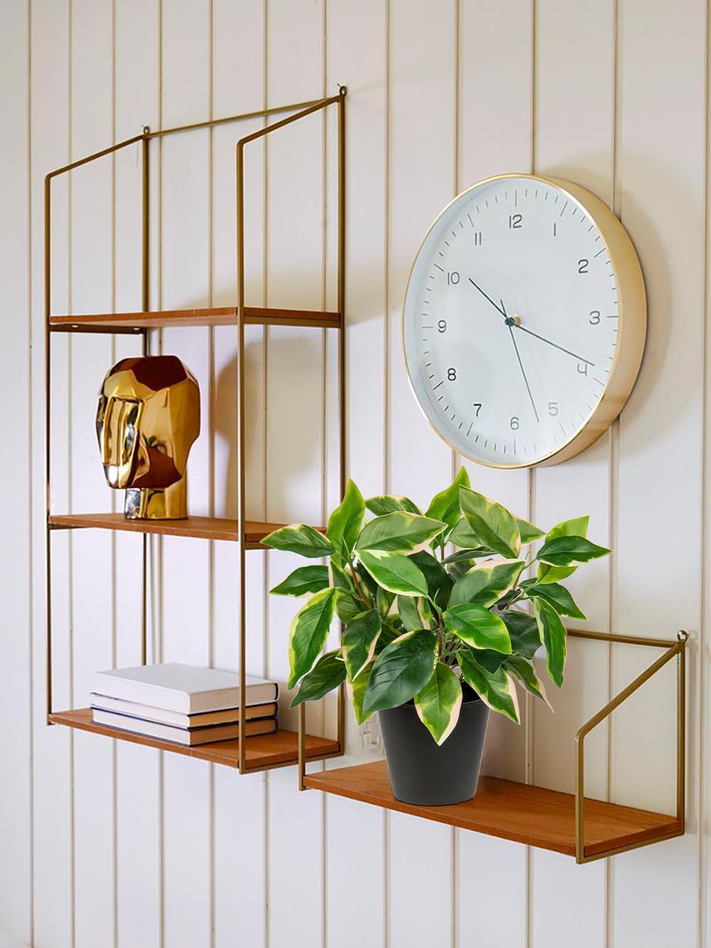 Artificial Plants Indoor Small Fake Plants in Pots Faux Pothos N‘ Joy Potted Plant Fake Indoor Plants with Black Pots for Bathroom Living Room Office Desk Shelves