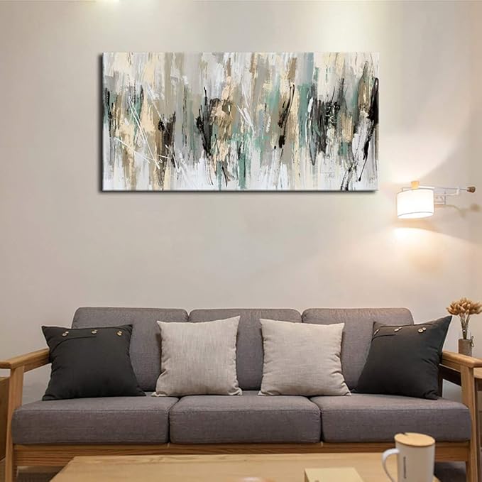 tigeridge Abstract Wall Art Grey Modern Canvas Pictures Contemporary Canvas Artwork for Bedroom Living Room Bathroom Kitchen Office Home Wall Decor Framed Ready to Hang 29" x 58"