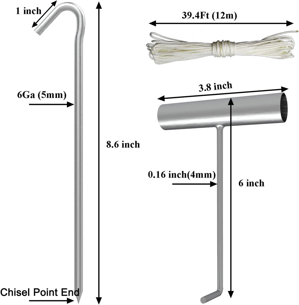 AAGUT Tent Stakes, Tent Stake Metal Garden Edging Fence Hooks Yard Camping Stake Heavy Duty Galvanized 9 Inch (9 Inch Tent Stakes KIT, 25)