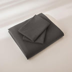JIYUAN 100% Washed Cotton Duvet Cover Set 3 Pieces Queen, 1 Duvet Cover 90x90 Inches(Comforter Not Included) and 2 Pillowcases,Linen Feel Bedding Set Comfy and Breathable,Solid Dark Grey